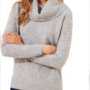 Loft Flecked Cowl Neck Tunic Sweater in Grey Multi